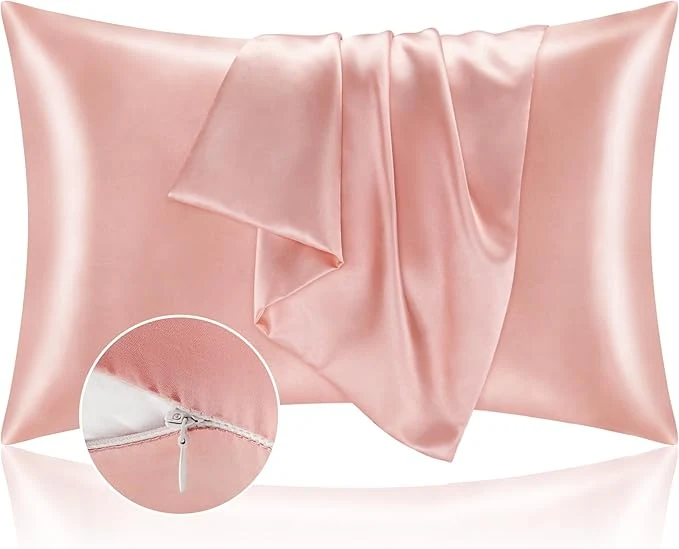 Convenient BEDELITE Satin Pillowcase with Zipper Coral Pillow Cases Queen Size Set of 2 Super Soft and Cooling Similar to Silk Pillow Cases Gift for Women Men 20×30 Inches Crafted