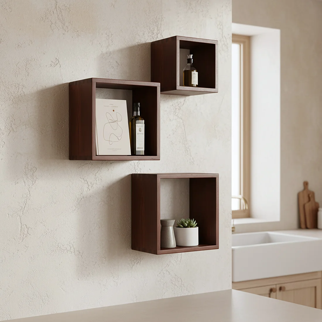 Reusable Factory cube open wall shelves set of 3 Professional