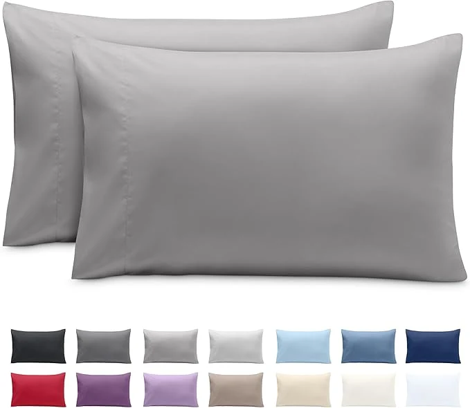 Breathable Bare Home Microfiber Pillow Cases – Toddler Size Set of 2 Cooling Pillowcases Double Brushed Light Grey Pack Easy Care Toddler Pillowcase 2 Light Grey Minimalist