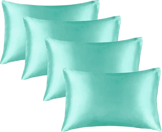 Artisan BEDELITE Satin Pillowcase for Hair and Skin Super Soft Similar to Silk Pillow Cases 4 Pack with Envelope Closure Cooling Pillowcases for Women Men 20 quot x36 quot King Size Turquoise Healthy