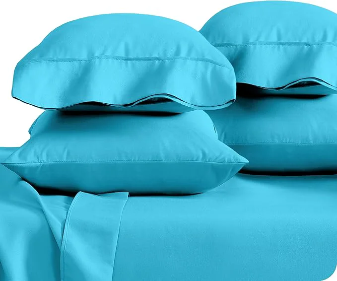 Specialty Bare Home Microfiber Bulk Pillow Cases – Standard Queen Size Set of 4 – Cooling Pillowcases – Double Brushed – Aqua Pillowcases 4 Pack – Easy Care Standard – 4 Pack Aqua Sophisticated