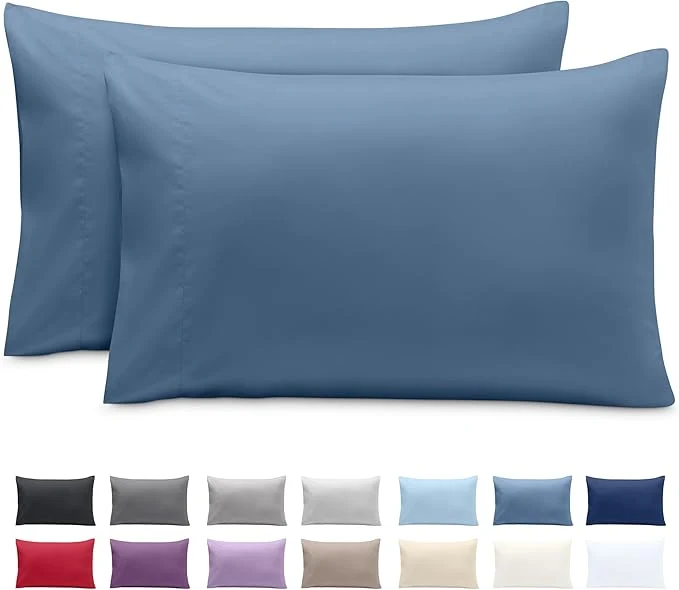 Verified Bare Home Microfiber Pillow Cases – King 20×36 – Cooling Pillowcases – Double Brushed – Easy Care – Envelope Closure King Pillowcase Set of 2 Coronet Blue Fast