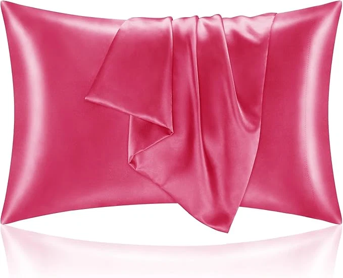 Versatile BEDELITE Satin Pillowcase with Zipper Hot Pink King Size Pillow Cases Set of 2 Super Soft and Cooling Similar to Silk Pillow Cases Gift for Women Men 20×40 Inches High-Quality