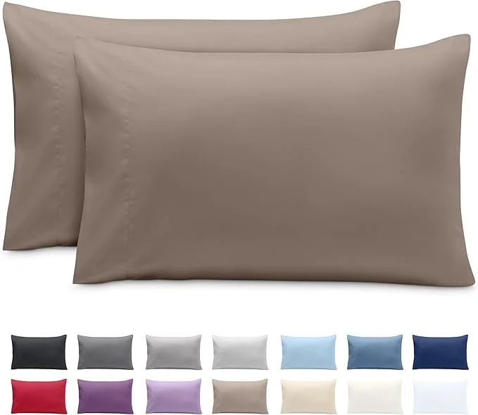 Carefully Designed Bare Home Microfiber Pillow Cases – Standard Size Set of 2 – Cooling Pillowcases – Double Brushed – Easy Care – Envelope Closure Standard Pillowcase Set of 2 Taupe Relaxed