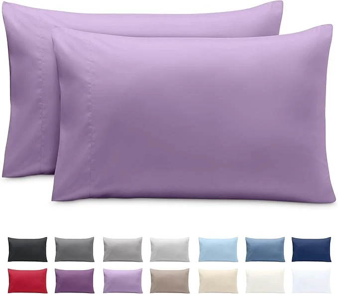 Verified Bare Home Microfiber Pillow Cases – Standard Size Set of 2 – Cooling Pillowcases – Double Brushed – Easy Care – Envelope Closure Standard Pillowcase Set of 2 Lavender Flexible