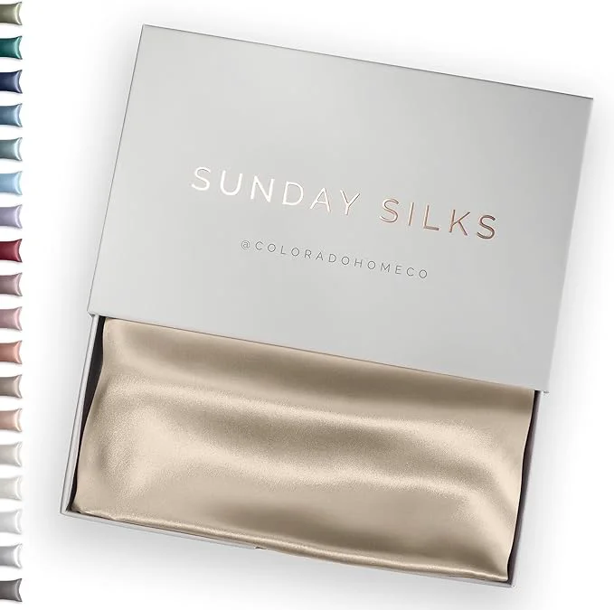Pure SUNDAYSILKS™ Mulberry Silk Pillowcase Silk Pillow Cases for Hair amp Skin Superior to Satin Pillowcase with Zipper Standard Queen King Sizes Anti-Wrinkle Cooling Non-Slip Silk Pillowcases High-End