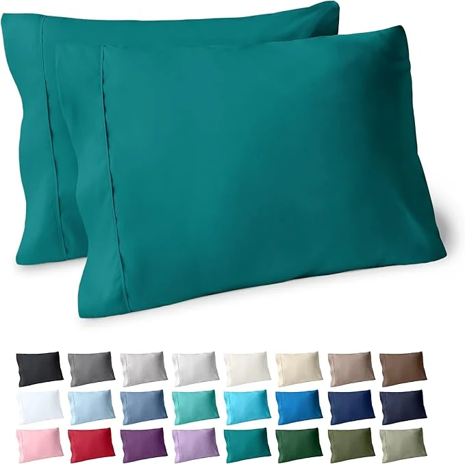 Unique Bare Home Microfiber Pillow Cases – Standard Queen Size Set of 2 – Cooling Pillowcases – Double Brushed – Emerald Pillowcases 2 Pack – Easy Care Standard Pillowcase Set of 2 Emerald Easy-to-Use