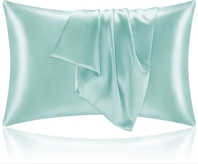 Exclusive BEDELITE Satin Pillowcase for Hair and Skin Super Soft and Cooling Similar to Silk Pillow Cases 2 Pack with Envelope Closure Gift for Women Men 20 quot x30 quot Queen Size Blue Grey Flexible