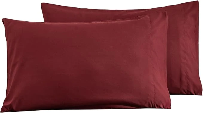 Safe Microfiber Bed Pillowcases 2 Pack King Size Super Soft Bed Pillow Covers Envelope Closure Wrinkle Fade and Stain Resistant 20×36 Red Prestigious