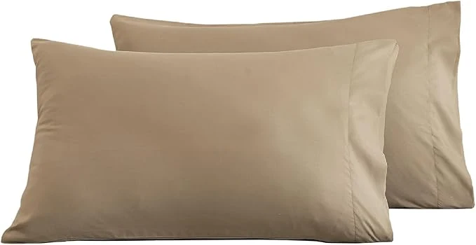Detailed Microfiber Bed Pillowcases 2 Pack King Size Super Soft Bed Pillow Covers Envelope Closure Wrinkle Fade and Stain Resistant 20×36 Dark Beige Outstanding