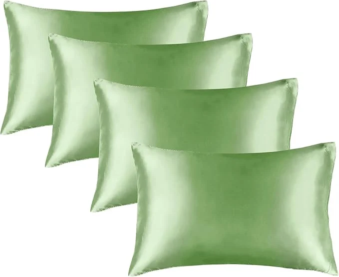 Practical BEDELITE Satin Pillowcase for Hair and Skin Super Soft Similar to Silk Pillow Cases 4 Pack with Envelope Closure Cooling Pillowcases for Women Men 20 quot x30 quot Queen Size Sage Green Selected