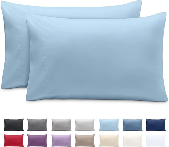 Original Design Bare Home Microfiber Pillow Cases – Queen Size Set of 2 – Cooling Pillowcases – Double Brushed – Easy Care – Envelope Closure Queen Pillowcase Set of 2 Light Blue Effective