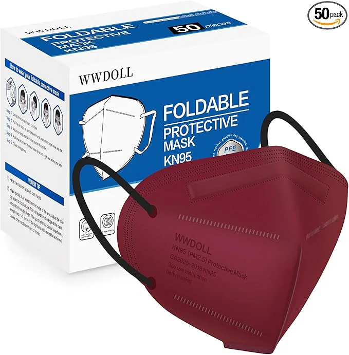 Soft WWDOLL KN95 Face Mask 50 Pack 5-Layers Breathable KN95 Masks Long-Lasting