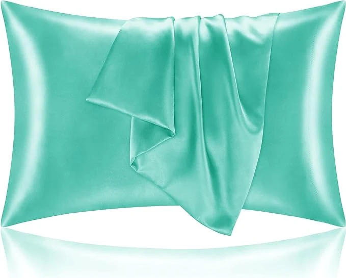 Classic BEDELITE Satin Pillowcase for Hair and Skin Super Soft and Cooling Similar to Silk Pillow Cases 2 Pack with Envelope Closure Gift for Women Men 20 quot x30 quot Queen Size Turquoise High-Quality
