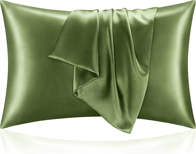 Eco-Friendly BEDELITE Satin Pillowcase for Hair and Skin Super Soft and Cooling Similar to Silk Pillow Cases 2 Pack with Envelope Closure Gift for Women Men 20 quot x40 quot King Size Cedar Green Advanced