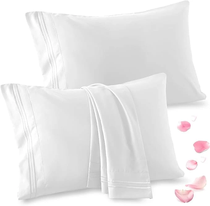 Convenient Vonty 2 Pack King Pillow Cases – 20×40 Inch 1800 Thread Count Microfiber Pillowcases King Size White Pillow Cases Luxury amp Soft Embroidered Bed Pillow Covers with Envelope Closure High-Performance