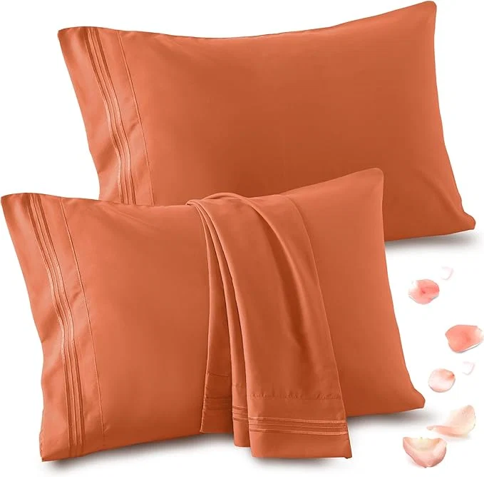 Sustainable Vonty 2 Pack King Pillow Cases – 20×40 Inch 1800 Thread Count Microfiber Pillowcases King Size Pumpkin Orange Pillow Cases Luxury amp Soft Embroidered Bed Pillow Covers with Envelope Closure Optimized