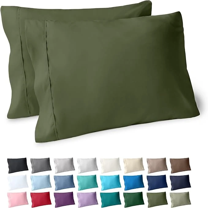 Responsible Bare Home Microfiber Pillow Cases – Standard Queen Size Set of 2 – Cooling Pillowcases – Double Brushed – Cypress Pillowcases 2 Pack – Easy Care Standard Pillowcase Set of 2 Cypress Artisan
