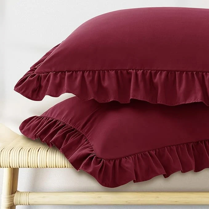 Green KKJIAF Ruffle Body Pillow Cases Set of 1 Ruffled Pillow Covers with Envelope Closure Wrinkle Resistant Ruffled Long Pillow Shams 20 quot x 54 quot Burgundy High-Grade