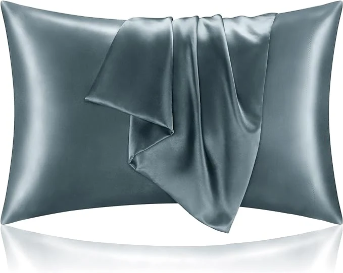 World-Class BEDELITE Satin Pillowcase for Hair and Skin Super Soft and Cooling Similar to Silk Pillow Cases 2 Pack with Envelope Closure Gift for Women Men 20 quot x40 quot King Size Space Grey Flexible