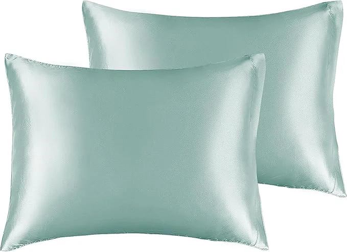 High-Grade BEDELITE Satin Pillowcase for Hair and Skin Super Soft and Cooling Similar to Silk Pillow Cases 2 Pack with Envelope Closure Gift for Women Men 13 quot x18 quot Toddler Size Haze Blue Original