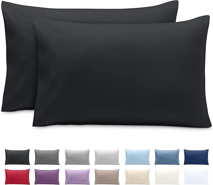 Soft Bare Home Microfiber Pillow Cases – King 20×36 – Cooling Pillowcases – Double Brushed – Easy Care – Envelope Closure King Pillowcase Set of 2 Black Trendy