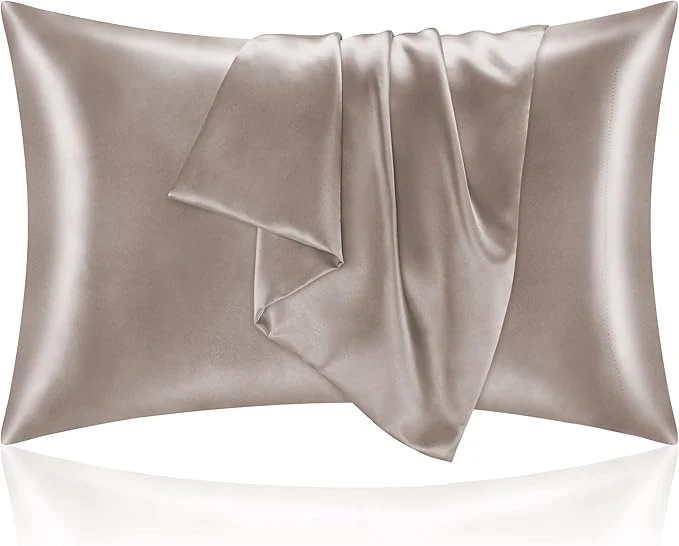 Traditional BEDELITE Satin Pillowcase for Hair and Skin Super Soft and Cooling Similar to Silk Pillow Cases 2 Pack with Envelope Closure Gift for Women Men 20 quot x36 quot King Size Rose Taupe Breathable