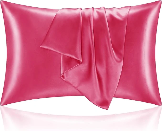Convenient BEDELITE Satin Pillowcase for Hair and Skin Super Soft and Cooling Similar to Silk Pillow Cases 2 Pack with Envelope Closure Gift for Women Men 20 quot x40 quot King Size Hot Pink Top-Quality