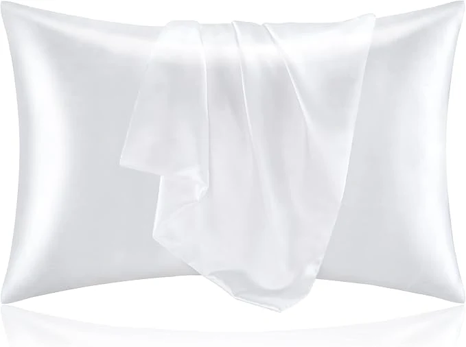 Fine BEDELITE Satin Pillowcase for Hair and Skin Super Soft and Cooling Similar to Silk Pillow Cases 2 Pack with Envelope Closure Gift for Women Men 20 quot x30 quot Queen Size White Lightweight