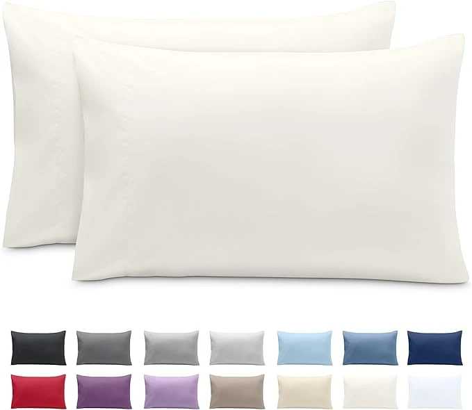 Breathable Bare Home Microfiber Pillow Cases – King 20×40 – Cooling Pillowcases – Double Brushed – Easy Care – Envelope Closure King Pillowcase Set of 2 Cream Professional