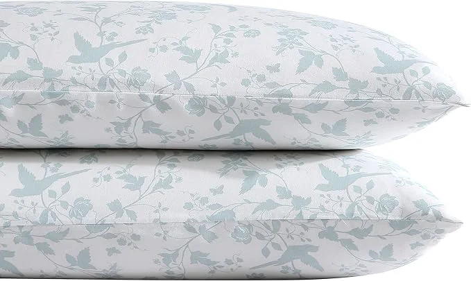 Comfortable Laura Ashley Home – Standard Pillowcase Set Cotton Sateen Bedding Smooth amp Wrinkle-Resistant Garden Palace Aqua 2 Piece Long-Lasting