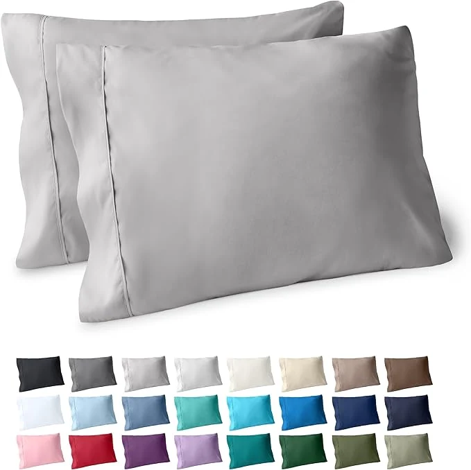 Dependable Bare Home Microfiber Pillow Cases – Standard Queen Size Set of 2 – Cooling Pillowcases – Double Brushed – Light Grey Pillowcases 2 Pack – Easy Care Standard Pillowcase Set of 2 Light Grey Superior