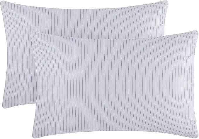 Practical Mellanni Pillow Cases – Luxury Extra Soft Cooling Pillow Covers – 2 PC Iconic Collection Pillowcases – Envelope Closure Standard Queen 20 quot x 30 quot Pinstripe Gray Professional