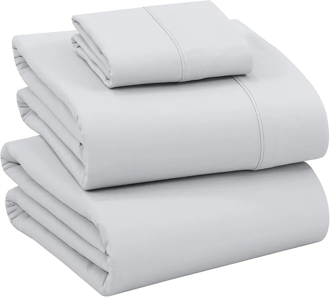 World-Class RUVANTI Cotton Sheets – Twin Size Percale Bedding Cooling amp Breathable Durable with a Crisp Soft amp Comfortable Feel 16 quot Deep Pocket 3-Piece Set Quiet Gray Advanced