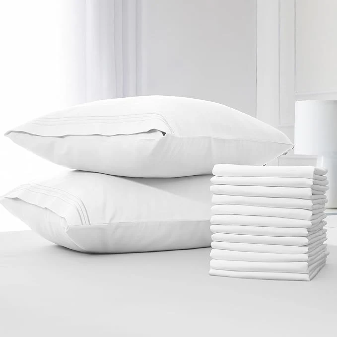 Secure Mellanni Pillow Cases – Luxury Extra Soft Cooling Pillow Covers – 12 PC Iconic Collection Pillowcases – Envelope Closure Standard Queen 20 quot x 30 quot White