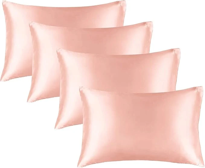 Powerful BEDELITE Satin Pillowcase for Hair and Skin Super Soft Similar to Silk Pillow Cases 4 Pack with Envelope Closure Cooling Pillowcases for Women Men 20 quot x36 quot King Size Coral Certified