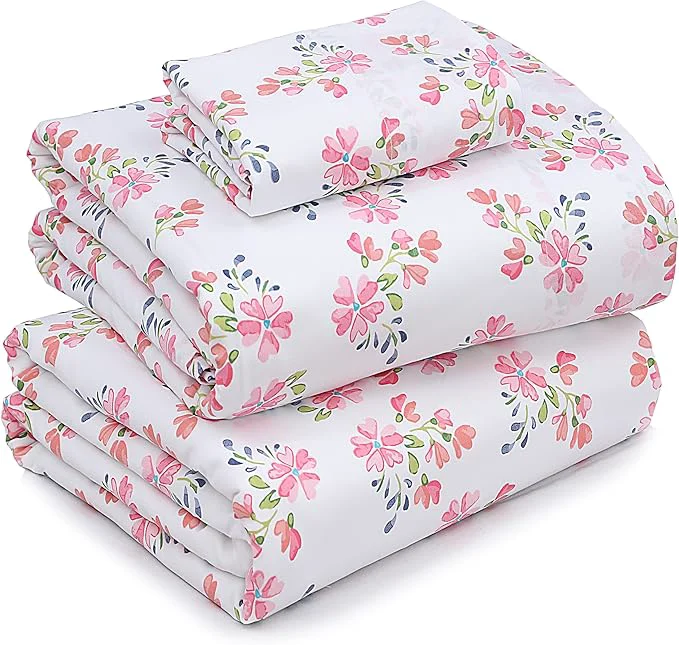 Powerful RUVANTI Cotton Sheets – Twin Size Percale Bedding Cooling amp Breathable Floral Design Durable with a Crisp Soft amp Comfortable Feel 16 quot Deep Pocket 3-Piece Set Bloomex Innovative