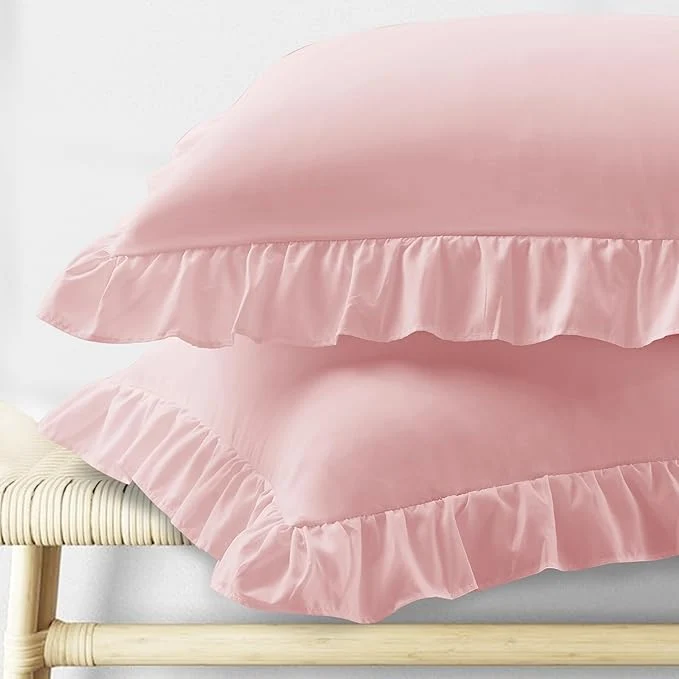 Reliable KKJIAF Ruffle Body Pillow Cases Set of 1 Ruffled Pillow Covers with Envelope Closure Body Pillowcases Size of 20 quot x 54 quot Ruffled Long Pillow Shams Light Pink Relaxed