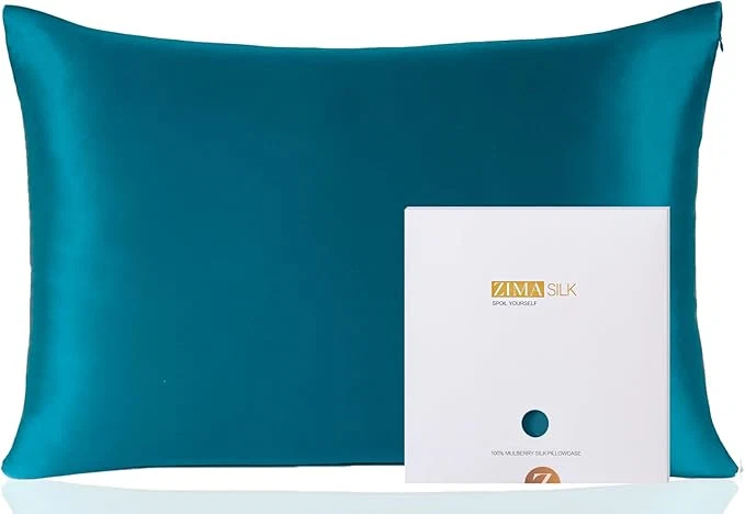 Specialty ZIMASILK Pure Mulberry Silk Pillowcase for Hair and Skin Health Soft and Smooth Both Sides Premium Grade 6A Silk 600 Thread Count with Hidden Zipper 1pc Standard 20 39 39 x26 39 39 Turquoise Outstanding