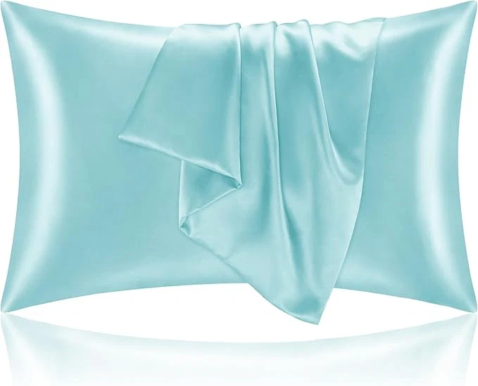 Expertly Made BEDELITE Satin Pillowcase for Hair and Skin Super Soft and Cooling Similar to Silk Pillow Cases 2 Pack with Envelope Closure Gift for Women Men 20 quot x30 quot Queen Size Blue Eco-Friendly