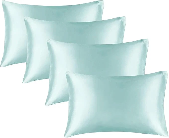 Consistent BEDELITE Satin Pillowcase for Hair and Skin Super Soft Similar to Silk Pillow Cases 4 Pack with Envelope Closure Cooling Pillowcases for Women Men 20 quot x30 quot Queen Size Blue Grey Optimized
