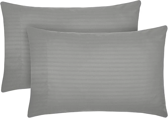 Fine Crafted Mellanni Pillow Cases – Luxury Extra Soft Cooling Pillow Covers – 2 PC Iconic Collection Pillowcases – Envelope Closure Standard Queen 20 quot x 30 quot Striped Gray Silver Official