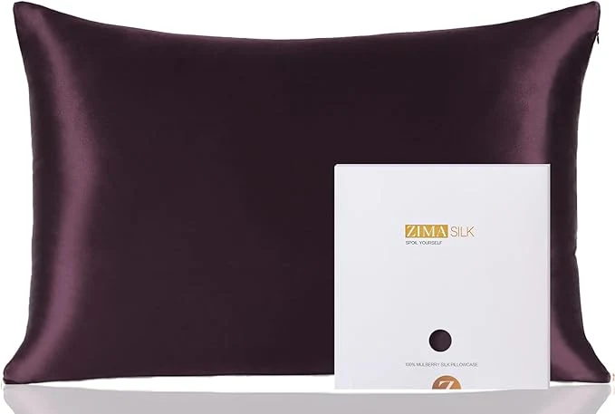 Powerful ZIMASILK Pure Mulberry Silk Pillowcase for Hair and Skin Health Soft and Smooth Both Sides Premium Grade 6A Silk 600 Thread Count with Hidden Zipper 1pc King 20 39 39 x36 39 39 Eggplant Purple Easy-to-Use