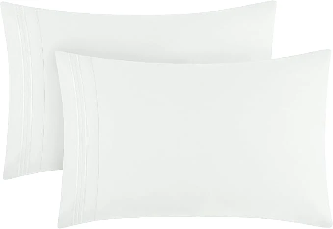 Proven Mellanni Pillow Cases – Luxury Extra Soft Cooling Pillow Covers – 2 PC Iconic Collection Pillowcases – Envelope Closure Standard Queen 20 quot x 30 quot Ivory Solid