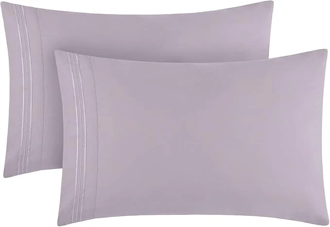 Solid Mellanni Pillow Cases – Luxury Extra Soft Cooling Pillow Covers – 2 PC Iconic Collection Pillowcases – Envelope Closure Standard Queen 20 quot x30 quot Lavender Contemporary
