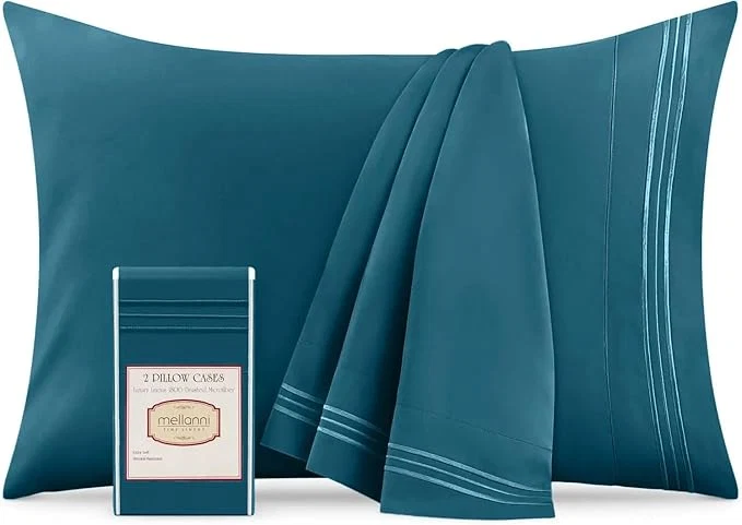 Fashionable Mellanni Pillow Cases – Luxury Extra Soft Cooling Pillow Covers – 2 PC Iconic Collection Pillowcases – Envelope Closure Standard Queen 20 quot x 30 quot Teal Top-Quality