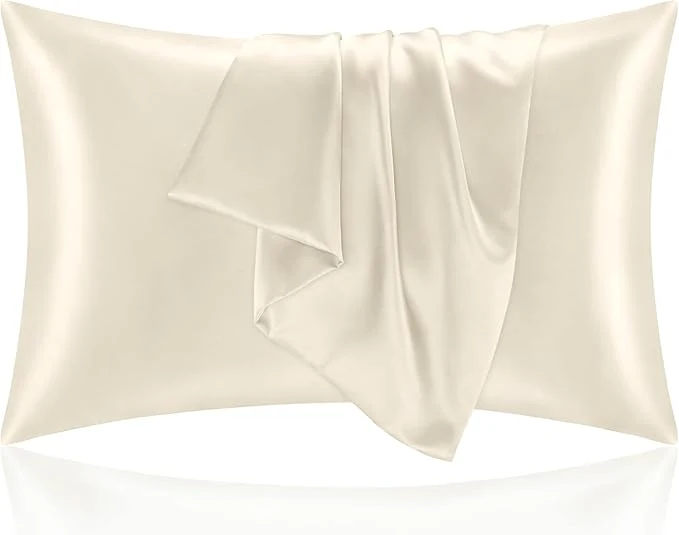 Consistent BEDELITE Satin Pillowcase for Hair and Skin Super Soft and Cooling Similar to Silk Pillow Cases 2 Pack with Envelope Closure Gift for Women Men 20 quot x26 quot Standard Size Beige Lightweight