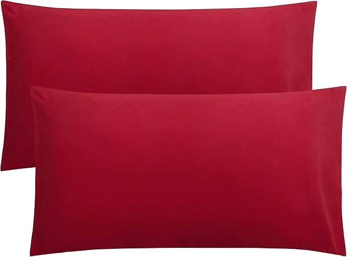 Unique FLXXIE King Pillow Cases Set of 2 Soft Microfiber Pillow Covers with Envelope Closure Wrinkle Fade and Stain Resistant Pillowcases 20×36 Wine Red Crafted