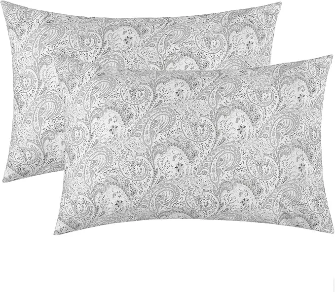 Environmentally Friendly Mellanni Pillow Cases – Luxury Extra Soft Cooling Pillow Covers – 2 PC Iconic Collection Pillowcases – Envelope Closure King 20 quot x 40 quot Paisley Gray Dependable