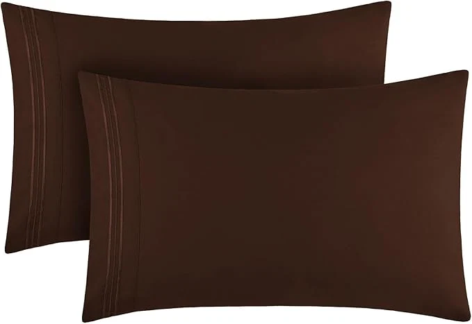 High-Quality Mellanni Pillow Cases – Luxury Extra Soft Cooling Pillow Covers – 2 PC Iconic Collection Pillowcases – Envelope Closure King 20 quot x 40 quot Brown Fine Crafted